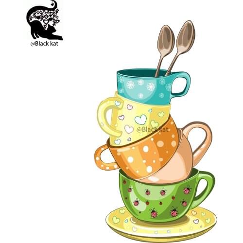 Big Love Ladybug Stacking Tea Cups Cutting Dies Spoon Tea Party Stencil For DIY Craft Scrapbooking Card Decorative