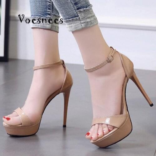 Voesnees Brand women shoes Sandals fashion sexy high heels black heel Buckle Strap platform shoes 2020 New women adult Shoes