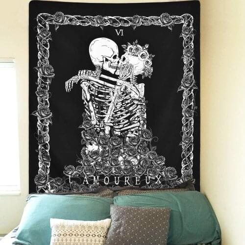 Skull tapestry wall hanging tapestry mystic divination wall black cool decorationLG814-2