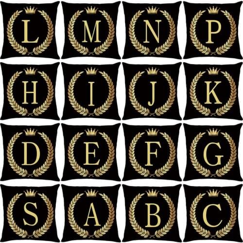 Black Gold Letters Cushion Cover 45x45 Waterproof Pillowcover Oil-proof Decorative Cushions Throw Pillows Outdoor Pillowcase