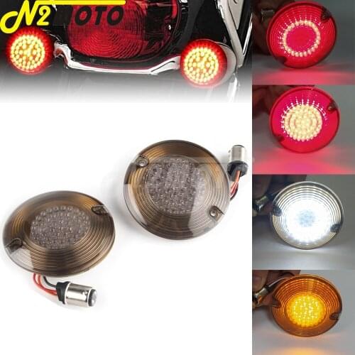 For Harley Road King Electra Road Glide Classic Heritage Softail Insert Lens Smoke Cover 12V LED Turn Signal Brake Running Light