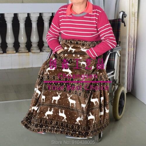 Double-sided fleece wheelchair blanket with pockets keep legs warm for patients elders,elderly care warm blanket