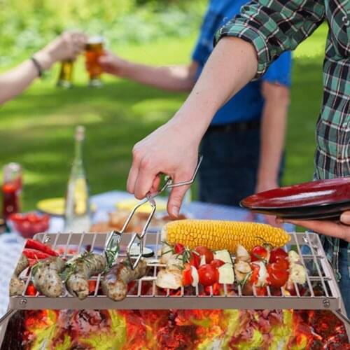Pocket BBQ Grill Portable Stainless Steel BBQ Grill Folding Grill Barbecue Accessories For Home Outdoor Garden For Park Camping