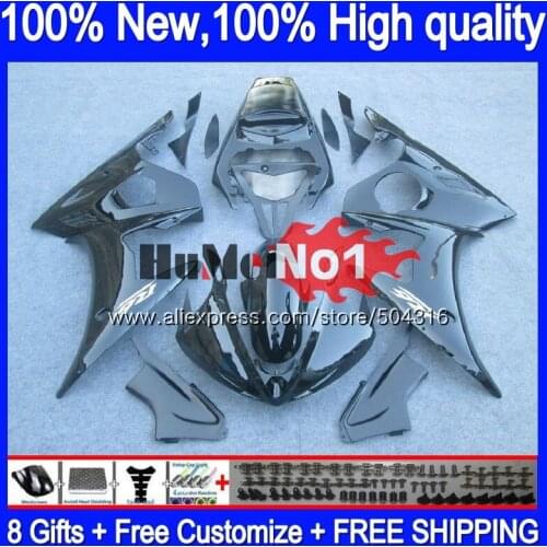 Body For YAMAHA YZF600 YZF R6 600CC YZF 600 R 6 CC 5MC.0 YZF-600 YZF-R6 2003 2004 2005 YZFR6 03 04 05 Fairings kit Glossy black