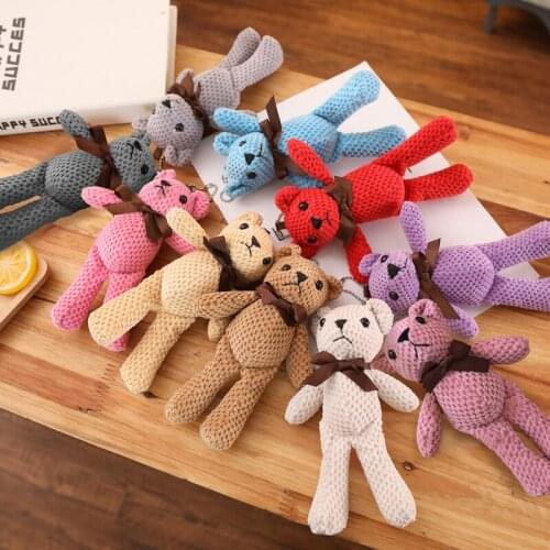 Hot Sale Cute 18CM Mini White Bear Soft Stuffed Knitted Animals Bear Lovely Pendant Bag Figure Keychain