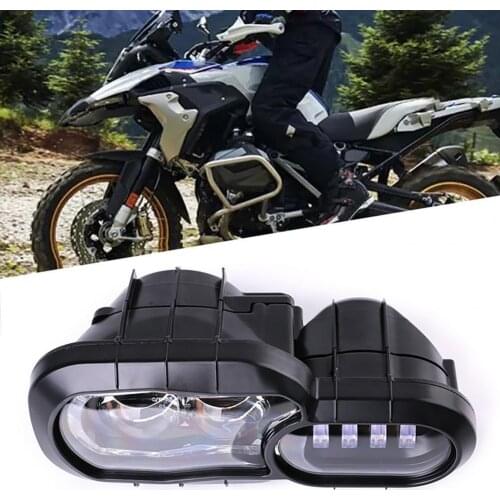 Motorcycle Headlight Modification Super Bright Black Motorbike Dual LED Driving Headlamp for BMW F650/700/800GS