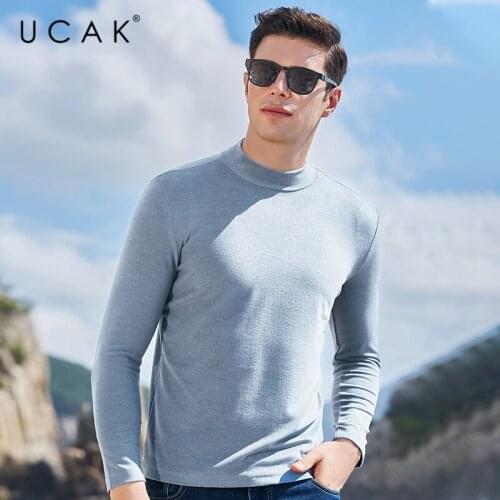 UCAK Brand Tops Spring New Arrivals High Quality Cotton Casual Solid Color O-Neck Long Sleeves Mens T-Shirt Pull Homme U5360