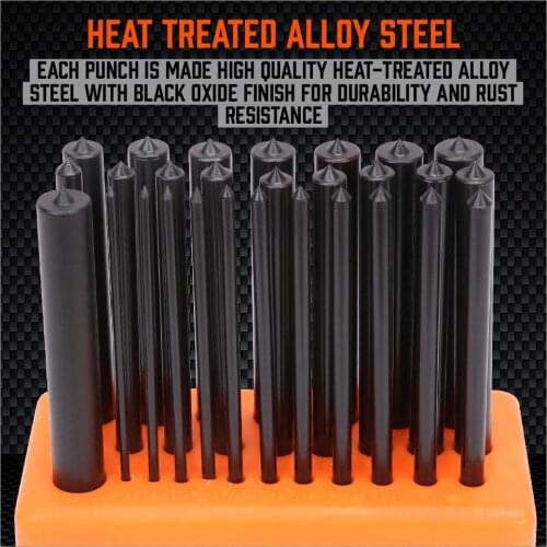 2020-SEDY 28-Piece Transfer Punch Set, 3/32" - 1/2", Heat Treated Alloy Steel Forging