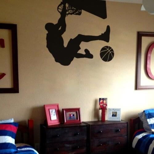 Side View Basketball Wall Art Stickers Removable House Decor For Sport Boys Bedroom Montoxic PVC Wall Decals GYM Wallpaper ZA217