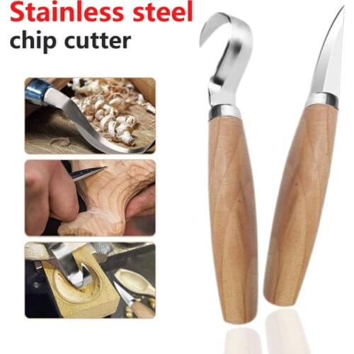 Stainless Steel 2pcs Knife Carving Tools Ergonomic Woodworking Spoon Durable Crooked Beginners Sculptural Woodworking Hand Tools