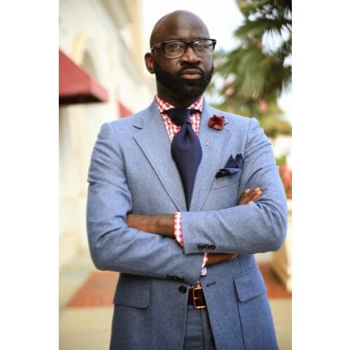 Latest Coat Pant Designs Light Blue Slim Fit Tuxedo Skinny 2 Piece Men Suit Tailor Casual Suits Simple Blazer Ternos jacket+Pant