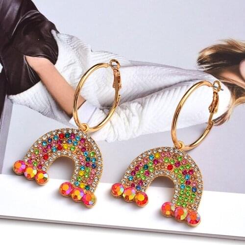 New Metal Colorful Crystals Dangle Drop Earrings High-Quality Hot Sell Pendant Jewelry Accessories For Women