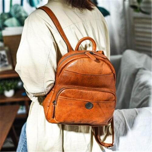 Lovers Genuine leather backpack multi-compartment large capacity pure leather casual backpack soft leather handmade handbag
