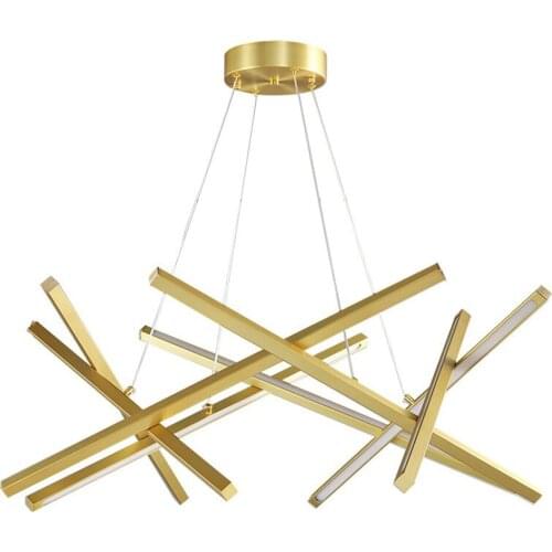 Brief design modern led chandelier metal living lamp gold black led dinning room light fixtures