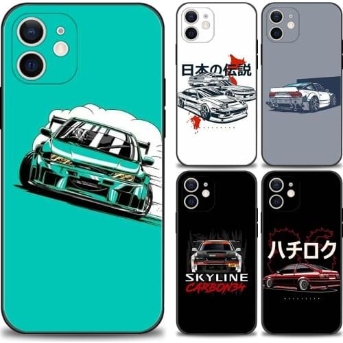 Sports car jdm drift Case For iPhone 11 Pro Max XS Max XR X 13 12 Mini 7 8 6 Plus SE 2020 Black Bumper Soft Cover