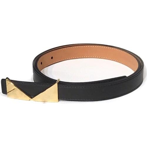 Srl Ladies leather all-match pure cowhide, stylish black trim with a slim waist skirt, INS style jeans belt，top quality with box