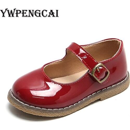YWPENGCAI Spring Autumn Girls Shiny Patent Leather Shoes School Uniform Shoes Toddler Girl Mary Janes Shoes Size 21-30
