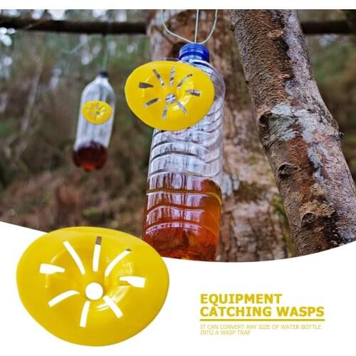 10pcs/Set Outdoor Wasp Insect Funnel Killer Bee Catcher Wasp Traps Non-Toxic Yellow Bottle Funnel Hornet Traps