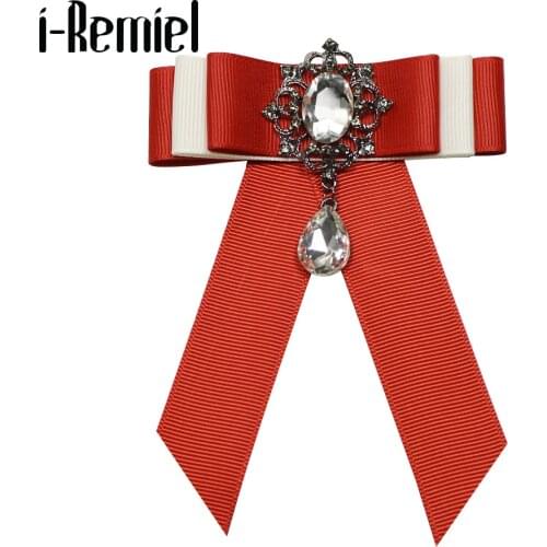 I-Remiel Bowtie Ribbon Bow Brooch Flower Cloth Art Pins And Brooches Wedding Dress Ladies Broaches Harajuku Jewelry Women Men