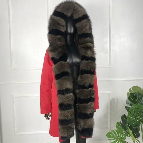 Jacket Women Coat Oversize Long Parka Real Rabbit Fur Outwear Detachable Natural Casual Fashion