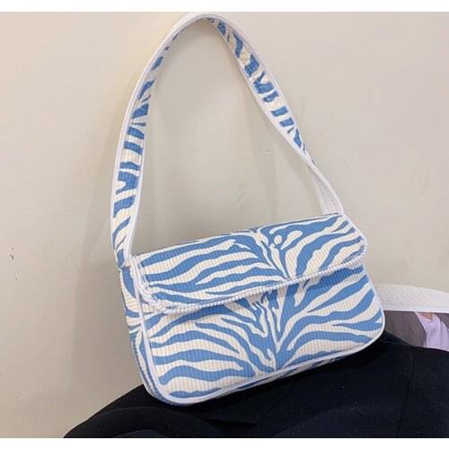 Zebra Pattern Cute Small PU Leather Shoulder Baguette Bags for Women 2021 Summer Simple Armpit Purses Hobo Handbags Female Totes