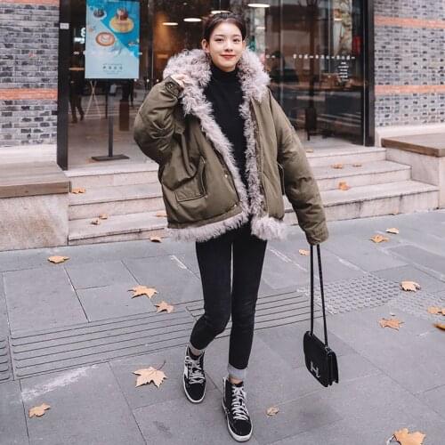 New Winter Lamb Wool Splice Tooling Cotton Clothing Women 2020 New Thick Loose Cotton Fashion Coat Female Large Size Tops M22