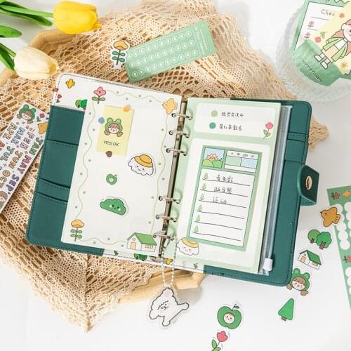 1pc Loose-Leaf Notebook Scrapbook Cute Journal 6 Ring Binder 76 Sheets Color Inside Page Creative Diary Book
