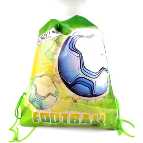 10pcs/lot Football Theme Backpack Happy Birthday Party Non-woven Fabrics Drawstring Gift Bag Baby Shower Decorate Soccer Mochila