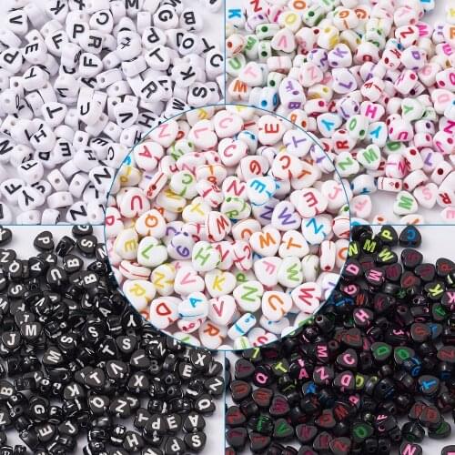 1000pcs Heart Shape Acrylic Beads with alphabet Letters Beads Loose Bead for Jewelry Making Handmade Diy Bracelets Accessories