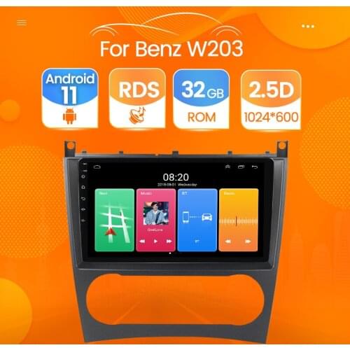 2.5D Touch Screen Android 11 Car Auto Radio Navigation GPS BT For Mercedes Benz C Class W203 C200 C230 C240 C320 C350 CLK W209