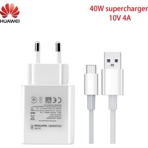 20 PCS Original 40W Super Charge Fast Charger EU 5A Type C Cable For Huawei p20 p40 pro mate 20 30 pro Magic 2 10