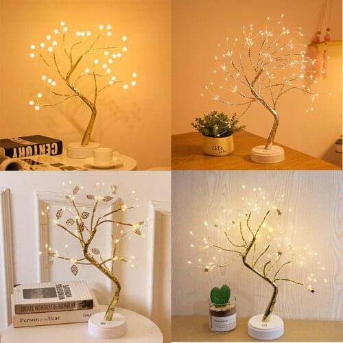 2020 Amazon Christmas blast color lamp led copper wire lamp Pearl tree lamp touch switch full of starry night lights
