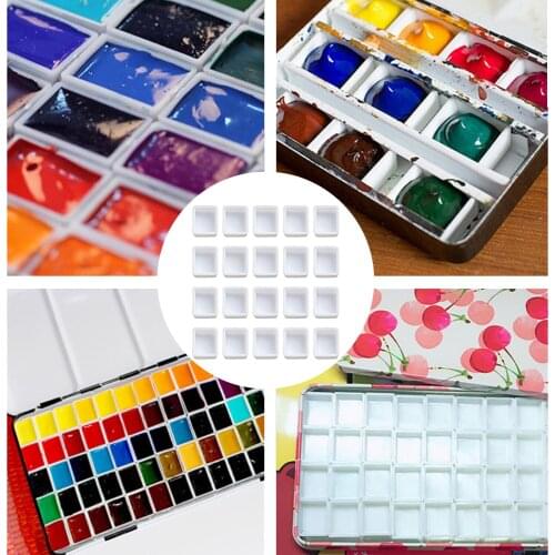 3.2ml White Plastic Empty Watercolor Paint Half Pans for DIY Oils Acrylics Watercolor Painting Craft Painting Drawing