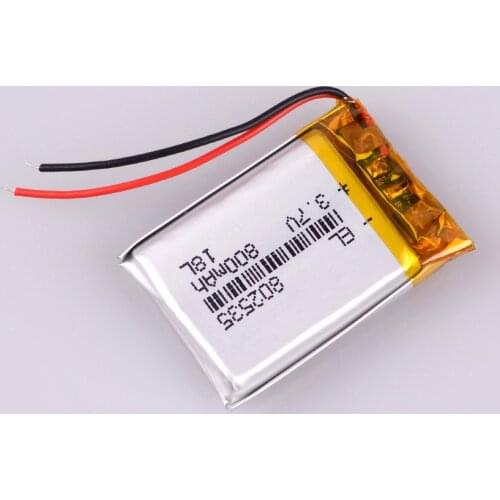 3.7V lithium battery 800MAH polymer battery 802535 For GPS MP3 MP4 MP5 LED Light PDA speakers small toy Rechargeable Li-ion Cell