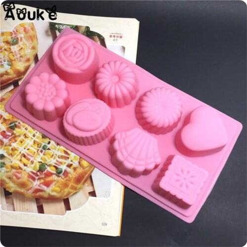 3D Flower Heart Shape Silicone Cake Mold Roses DIY Chocolate Molds Jelly Pudding Mould DIY Ice Cubes Baking Tools Cookies Moulds