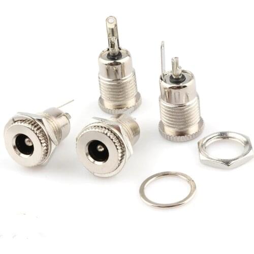 5pcs DC099 5.5 mm x 2.1mm 5.5 mm x 2.5 mm DC Power Jack Socket Female Panel Mount Connector Metal DC-099 5.5*2.1 5.5*2.5
