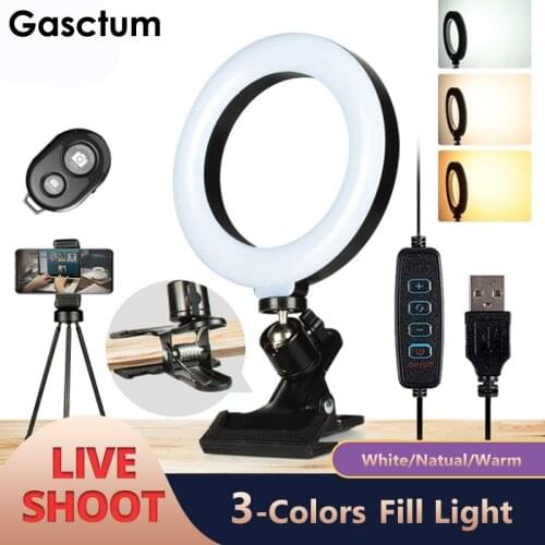 6in LED Selfie Ring Light Photography RingLight Phone Stand Holder Support Circle Fill Light Dimmable Lamp Trepied Makeup