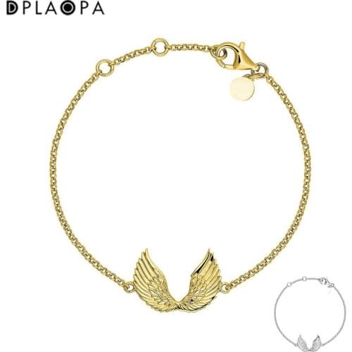 DPLAOPA 925 Sterling Silver Gold Plated Silver Wings Bracelet Chain Bangle Luxury Jewelry Women Wedding Party Jewels