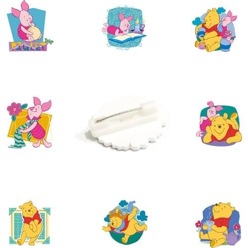 Disney Piglet And Pooh Round Enamel Brooch Pin Cute Brooch Badge Fashion Pin Tasteful Gifts Friends Souvenirs Gifts