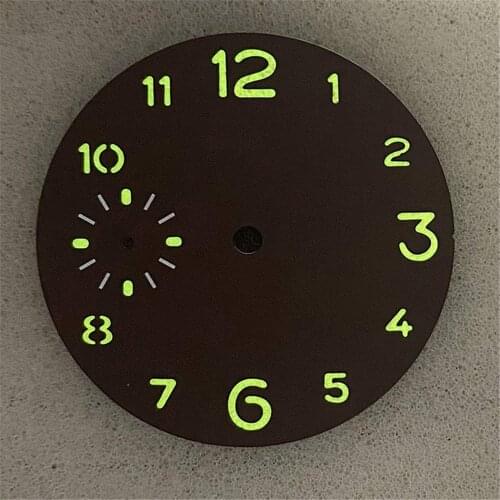36MM Coffee Color Arabic Numerals Watch Dial Green Luminous Dial for ETA 6497 ST3600 Watch Movement