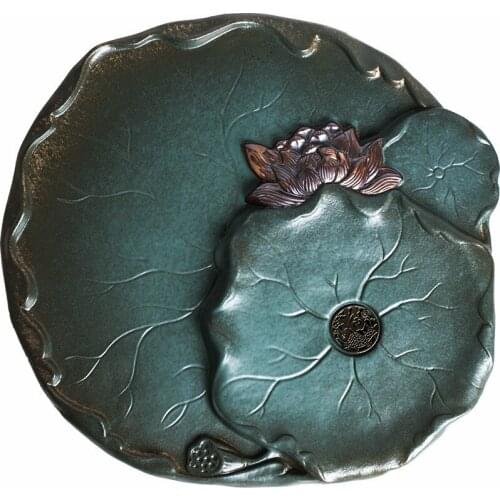 Household drainage tea tray kiln creative Chinese kung fu tea set tray ceramic lotus table