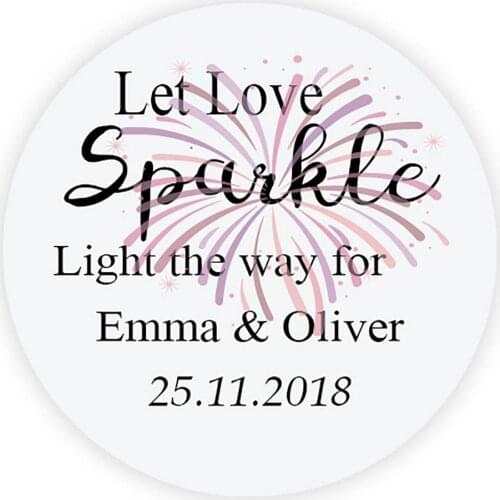 DouxArt 100 Pieces 4cm Custom Personalized Wedding Stickers - Let Love Sparkle Wedding Party Invitation Label Communion P111
