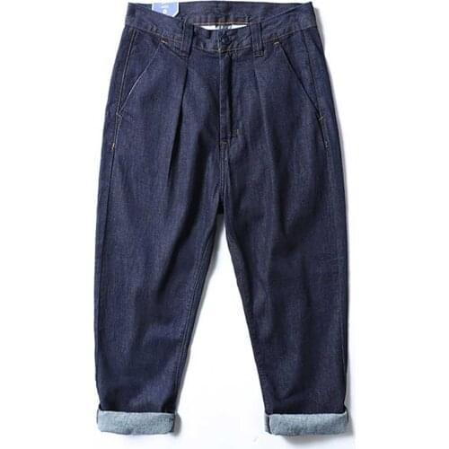 Fashion Japanese Style Spring Summer Jeans Men Casual Denim Pants Blue Ankle Length Hiphop Harem Jeans Streetwear Trousers