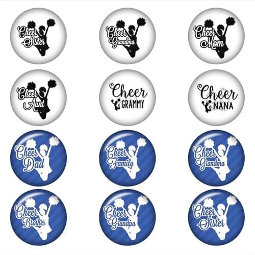 CHEER NANA MOM SISTER Round photo glass cabochon demo flat back Making findings 12mm/18mm/20mm/25mm A6447
