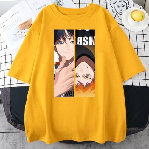 Haikyuu Japan Anime Street Style Print Men T Shirt Fashion Casual Tshirts Harajuku Oversize Tshirt Loose Crewneck Tee Clothing