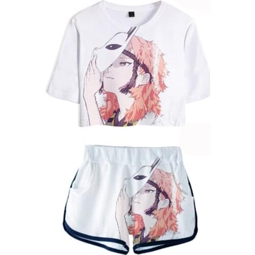Peculiar Two Piece Anime Demon Slayer Killer Cosplay Kostuum Kamado Nezuko Set Women Sexy Shorts+lovely T-shirt Sport suits