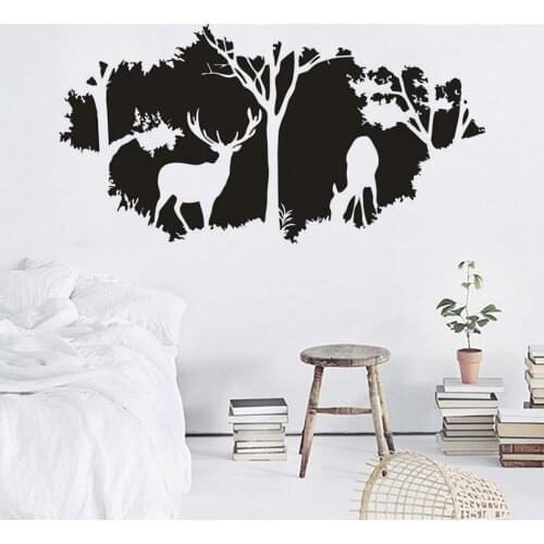 Forest Theme Home Decor Wild Deer Animals Wall Art Decal Forest Hunting Vinyl Wall Decals Hiding Pattern Animal Wallpaper P188