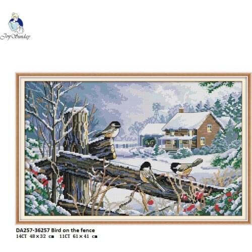The Bird on the Fence Cross Stitch Kits 11CT Printed Fabric 14CT Canvas DMC Suitable for Beginners Clear Patterns Embroidery