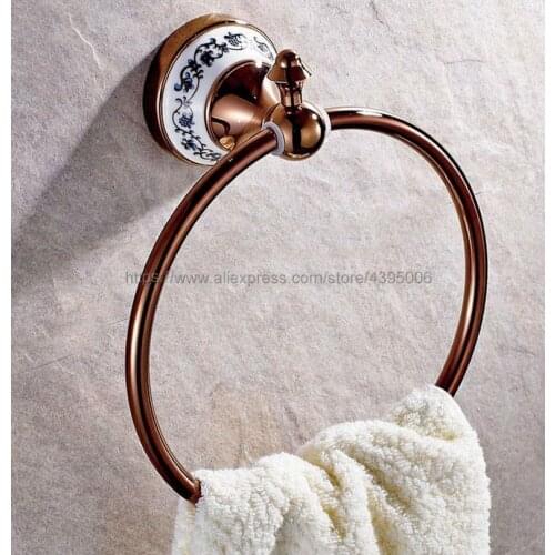 Rose Gold Brass Wall Mounted Toilet Towel Ring Bath Towel Holder Bathroom Accessories Bath Hardware Bba386