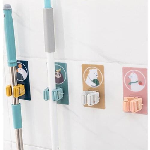 Wall Mounted Mop Holder Brush Broom Hanger Home Storage Rack Bathroom Suction Hanging Pipe Hooks Household Tools home